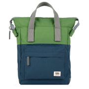 Roka Bantry B Small Creative Waste Two Tone Recycled Canvas Backpack - Deep Blue/Foliage Green