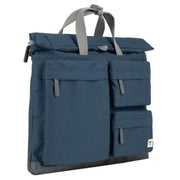 Roka Blackfriars M Large Recycled Canvas Messenger Bag - Deep Blue