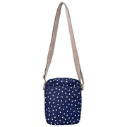 Roka Bond Recycled Canvas Crossbody Bag - Navy Polka Dot