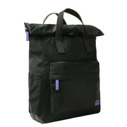 Roka Canfield B Medium All Black Recycled Nylon Backpack - Black/Simple Purple