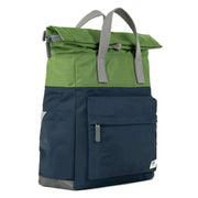 Roka Canfield B Medium Creative Waste Two Tone Recycled Nylon Backpack - Midnight Blue/Avocado Green