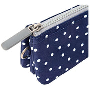 Roka Carnaby Small Recycled Canvas Wallet - Navy Polka Dot