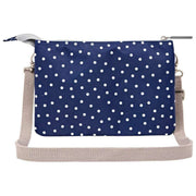 Roka Carnaby XL Recycled Canvas Crossbody Bag - Navy Polka Dot