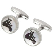 Simon Carter 40th Anniversary Scooter Cufflinks - Silver/Black