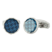 Simon Carter Dogtooth Enamel Cufflinks - Navy/Silver