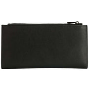 Smith and Canova Smooth Leather Long Zip Top Pocket Purse - Black