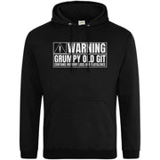 Teemarkable! Warning Grumpy Old Git Hoodie Black / Small - 96-101cm | 38-40"(Chest)