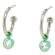 Ti2 Titanium Gem Charm Hoop Earrings - Green