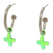 Ti2 Titanium Plus Charm Hoop Earrings - Green