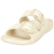 Totes SOLBOUNCE Double Buckle Sliders - Metallic Stone Cream