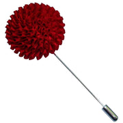 Bassin and Brown Chrysanthemum Flower Jacket Lapel Pin - Red