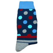 Bassin and Brown Contrast Heel and Toe Striped Socks - Grey/Blue/Wine