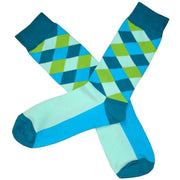 Bassin and Brown Diamond Check Socks - Blue/Green/Teal