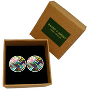 Bassin and Brown Geometric Stripe Cufflinks - Multi-colour