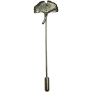 Bassin and Brown Ginkgo Biloba Leaf Lapel Pin - Silver