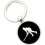 Bassin and Brown Hockey Player Key Ring - Black/White