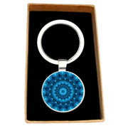 Bassin and Brown Kaleidoscope Flower Key Ring - Blue