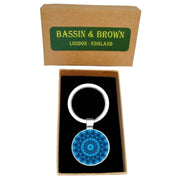 Bassin and Brown Kaleidoscope Flower Key Ring - Blue