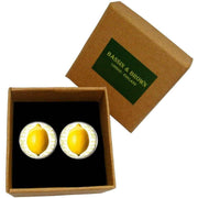 Bassin and Brown Lemon Cufflinks - Yellow/White