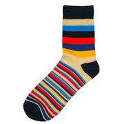 Bassin and Brown Medium and Thin Stripe Midcalf Socks - Navy/Red/Beige