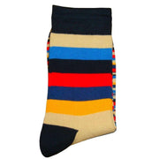 Bassin and Brown Medium and Thin Stripe Midcalf Socks - Navy/Red/Beige