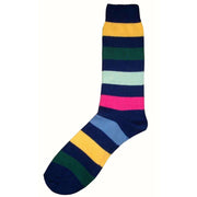 Bassin and Brown Multi Stripe Socks - Navy