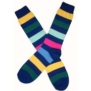 Bassin and Brown Multi Stripe Socks - Navy