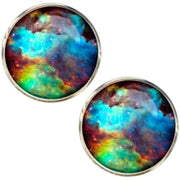 Bassin and Brown Nebula and Galaxy Cufflinks - Blue/Green/Wine