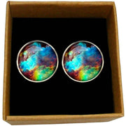 Bassin and Brown Nebula and Galaxy Cufflinks - Blue/Green/Wine