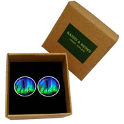 Bassin and Brown Northern Lights Cufflinks - Blue/Green