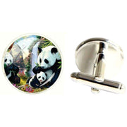 Bassin and Brown Panda Bears Cufflinks - Black/White