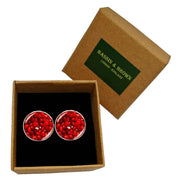 Bassin and Brown Pomegranite Fruit Cufflinks - Red