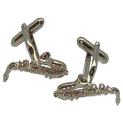 Bassin and Brown Saxophone Cufflinks - Silver