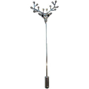 Bassin and Brown Stag Lapel Pin - Silver