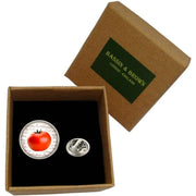 Bassin and Brown Tomato Jacket Lapel Pin - Red