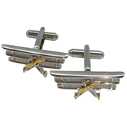 Bassin and Brown Triplane Cufflinks - Silver