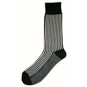 Bassin and Brown Vertical Stripe Midcalf Socks - Black/White