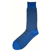 Bassin and Brown Vertical Stripe Midcalf Socks - Blue/Grey