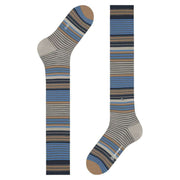 Burlington Stripe Knee High Socks - Dark Grey