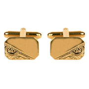 David Van Hagen Engraved Cufflinks - Gold