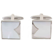 David Van Hagen Fish Tail Mother of Pearl Cufflinks - Cream/Silver