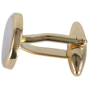 David Van Hagen Gold Plated Mother of Pearl Oval Cufflinks - White/Gold