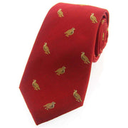 David Van Hagen Grouse Woven Country Silk Tie - Red