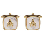 David Van Hagen Mother of Pearl Masonic Cufflinks - Gold