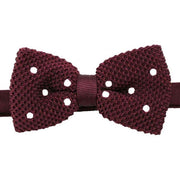 David Van Hagen Polka Dot Knitted Polyester Bow Tie - Wine Red/White