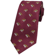 David Van Hagen Red Legged Partridge Herringbone Country Silk Tie - Wine