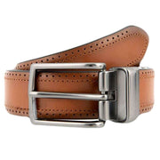 Dents Brogue Style Reversible Leather Belt - Black/Tan