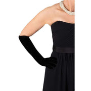 Dents Long Velvet Shoulder Length Evening Gloves - Black