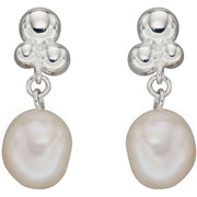 Elements Silver Freshwater Pearl Bubble Drop Earrings - Silver/White