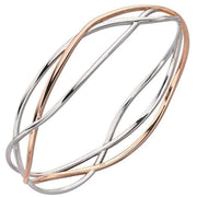 Elements Silver Twist Wrap Bangle - Silver/Rose Gold